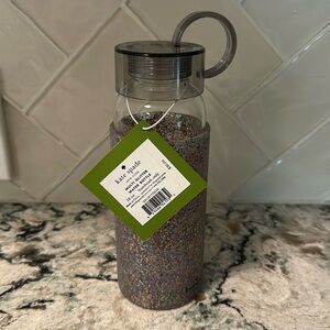 NWT! Kate Spade 16oz glass multi glitter water bottle
